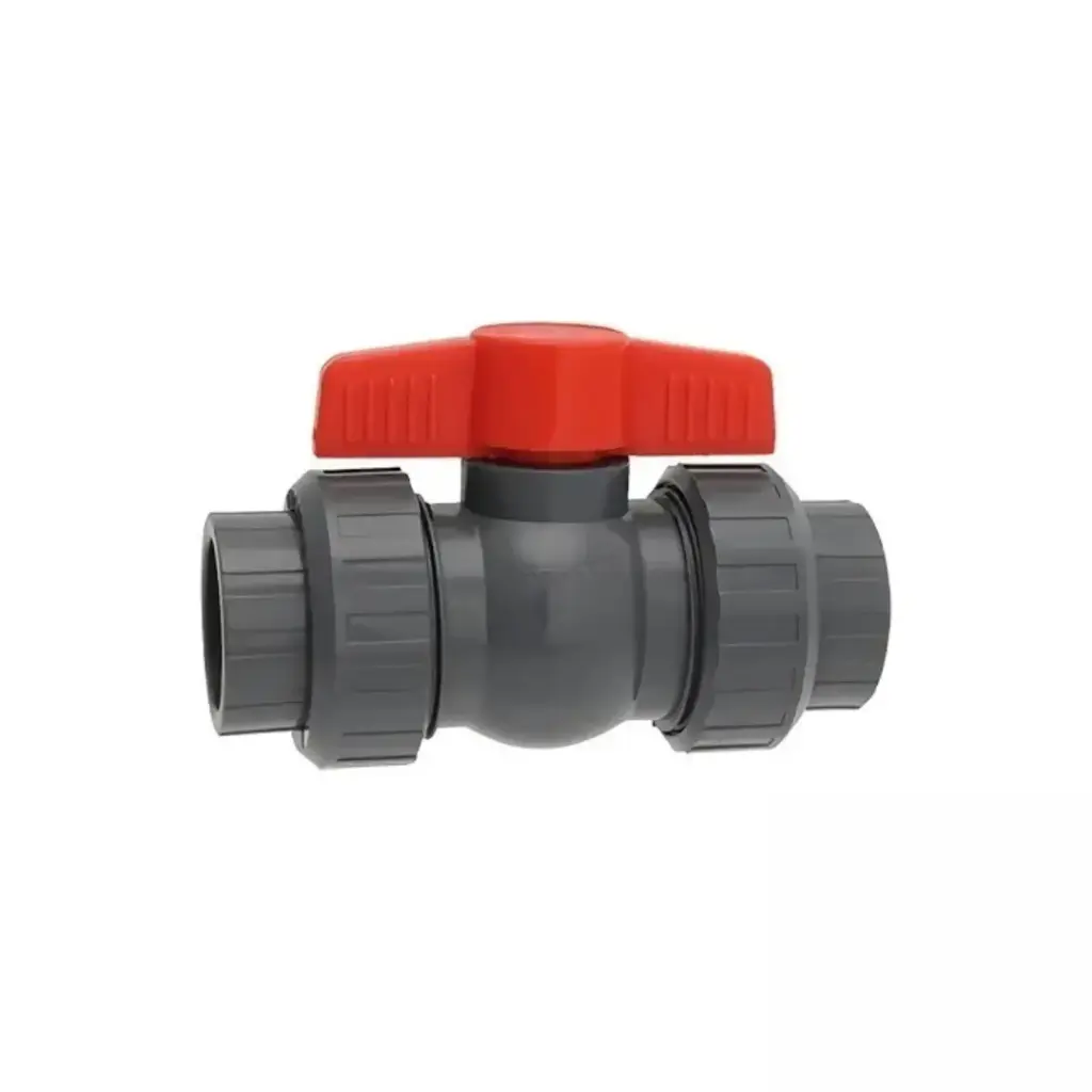 Válvula Bola Doble Tuerca Unión 1-1/2 Pvc C-80 Cem