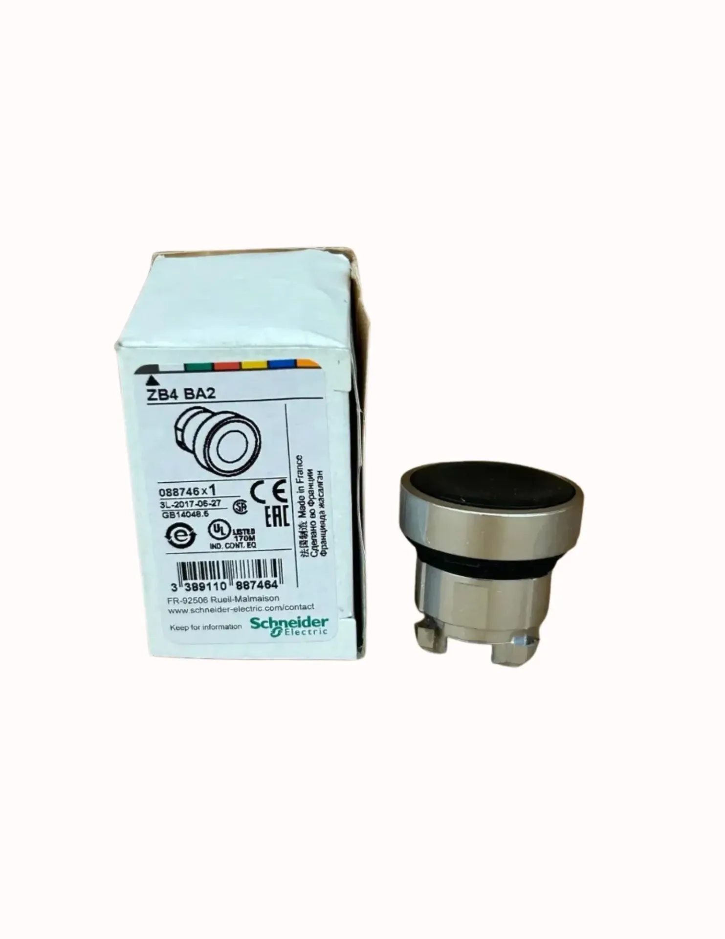 ZB4BA2 Cabeza Botón Negro De Metal SCHNEIDER