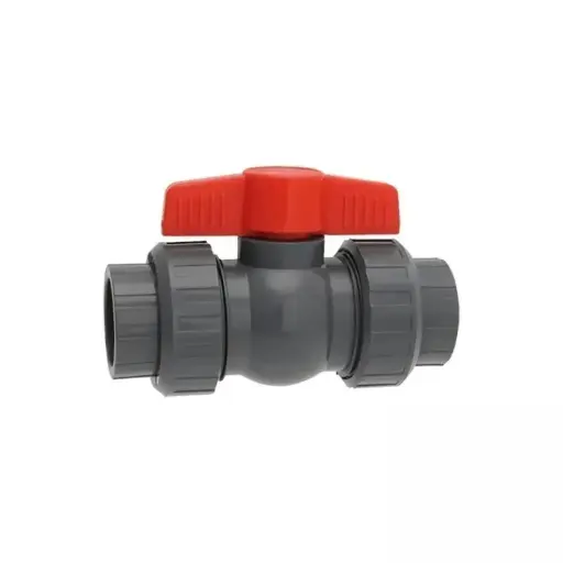 [P507] Válvula Bola Doble Tuerca Unión 1-1/2 Pvc C-80 Cem